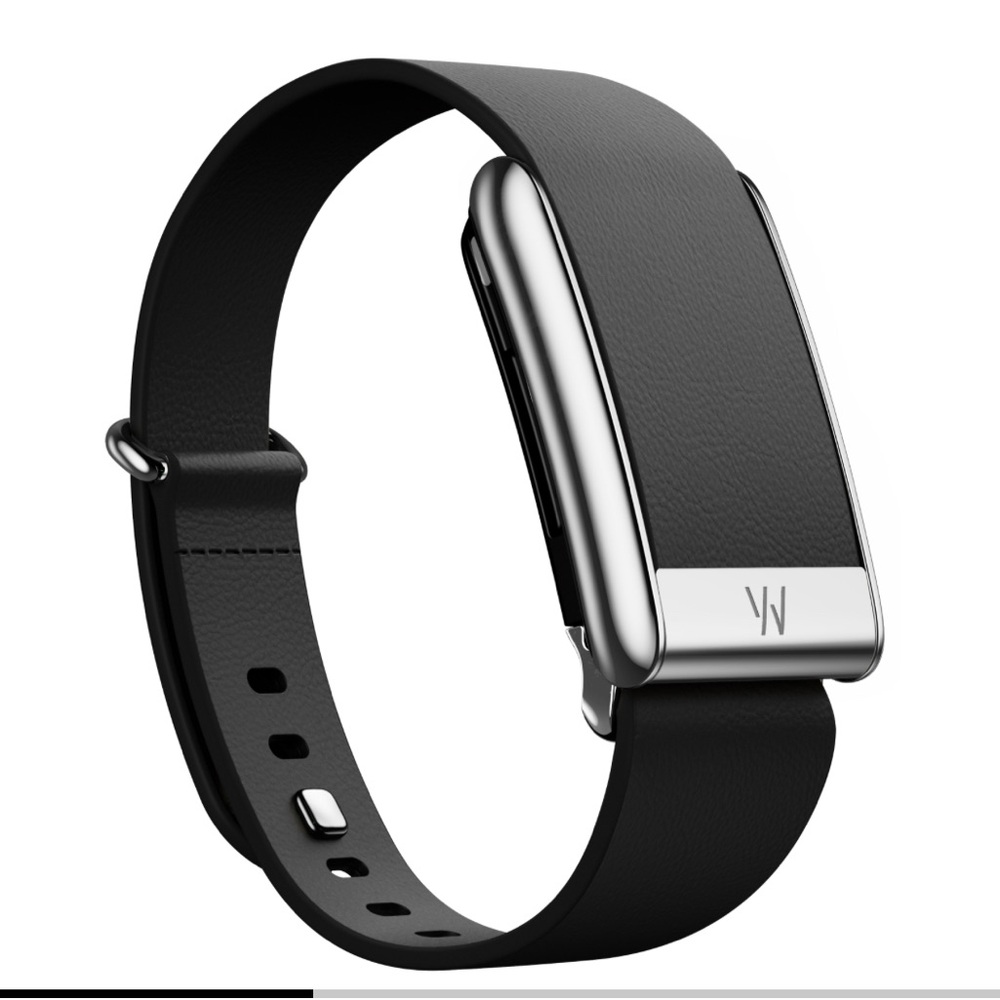 Whoop Band - MG LeatherLuxe Straight Band | Black with Titanium L/XL